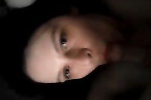 Hot brunette hair pale skin horny wife blows me on POV hawt tape