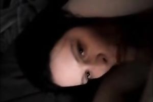 Hot brunette hair pale skin horny wife blows me on POV hawt tape