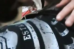 Amazing black haired cutie of my buddy sucked my beefy weenie