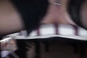 BUsty girl receive a bit also horny and plays with her slit in public restaurent