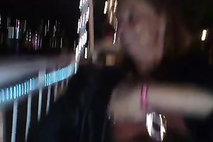 BUsty girl receive a bit also horny and plays with her slit in public restaurent