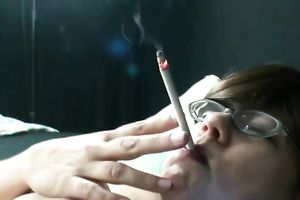 Chubby perverted nerdy brunette hair older doxy went solo for big O