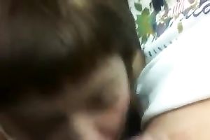 My short-haired aged woman gives me a head in the car