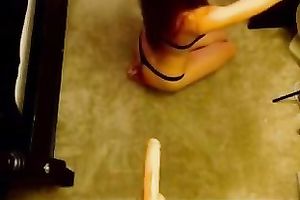 Red-haired cam model is addicted to her suction cup sextoy