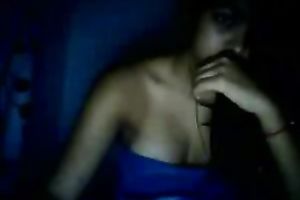 Beautiful brunette hair girlfriend teasing me at night