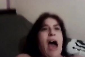 Emotional black haired ex-GF of my buddy likes fucking with sex toy