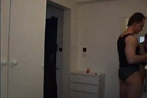 Busty and voluptuous golden-haired sexually excited woman in the company of 2 males