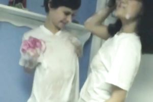 Kinky Asian sweetheart soaping one another having washroom jointly
