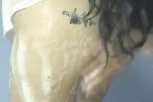 Kinky Asian sweetheart soaping one another having washroom jointly