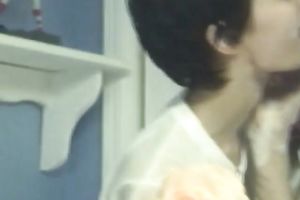 Kinky Asian sweetheart soaping one another having washroom jointly