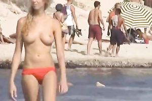 Spying on hawt topless honeys on a nudist beach