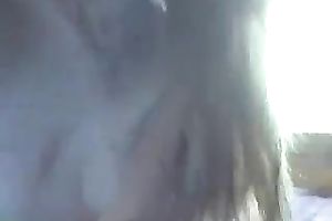 Awesome light haired wench with large boobies was teasing her own cum-hole