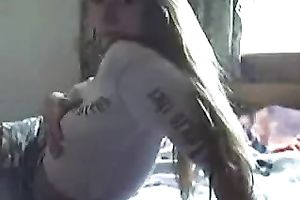 Awesome light haired wench with large boobies was teasing her own cum-hole