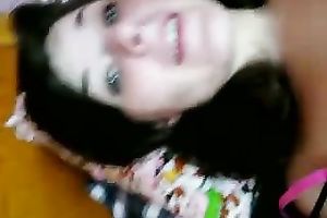Kinky wicked brunette nympho was using banana and cake for her excited solo