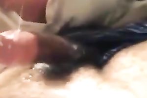 All natural dark haired GF of mine is busy with sucking my lollicock