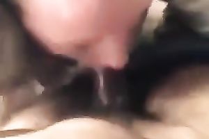 All natural dark haired GF of mine is busy with sucking my lollicock