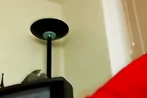 Sizzling sexy and playful dark brown legal age teenager in red costume