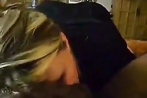 Blond haired bulky concupiscent wife greedily sucked my inflexible bulky BBC