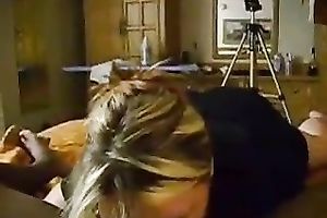 Blond haired bulky concupiscent wife greedily sucked my inflexible bulky BBC