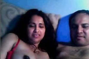 Indian non-professional milf with her hubby flashing her boobs