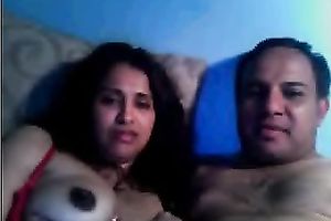 Indian non-professional milf with her hubby flashing her boobs