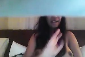 Torrid a bit inactive web camera dark head was lazily rubbing her own cum-hole