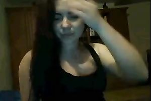 Webcam solo with brunette hair legal age teenager demonstrating her cute feet