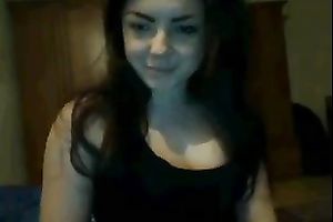 Webcam solo with brunette hair legal age teenager demonstrating her cute feet