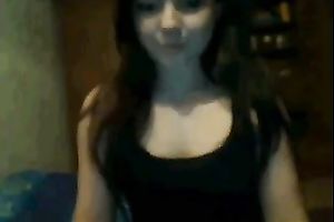 Webcam solo with brunette hair legal age teenager demonstrating her cute feet