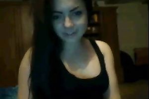 Webcam solo with brunette hair legal age teenager demonstrating her cute feet