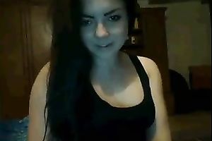 Webcam solo with brunette hair legal age teenager demonstrating her cute feet