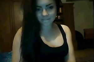 Webcam solo with brunette hair legal age teenager demonstrating her cute feet