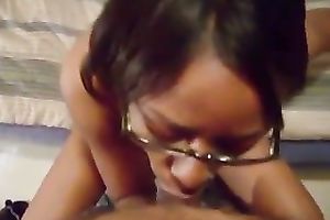 Black nerdy non-professional nympho provided my buddy with a flawless blowjob
