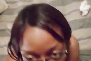 Black nerdy non-professional nympho provided my buddy with a flawless blowjob
