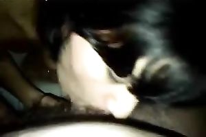 Dark haired cheap breasty doxy sucked my friend's sloppy penis