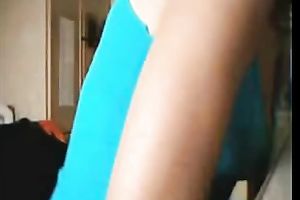 Whorish bootyful and pale non-professional babe disrobes in front of the livecam