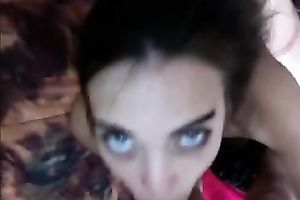 Lewd cute pleased smiling black haired webcam girlie worked on livecam for me