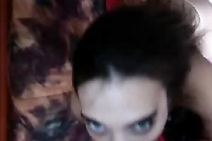 Lewd cute pleased smiling black haired webcam girlie worked on livecam for me