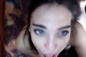 Lewd cute pleased smiling black haired webcam girlie worked on livecam for me