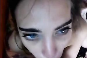 Lewd cute pleased smiling black haired webcam girlie worked on livecam for me