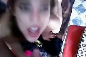 Lewd cute pleased smiling black haired webcam girlie worked on livecam for me