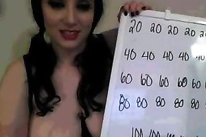 Spoiled non-professional webcam wife with a weird curly do showed her saggy knockers