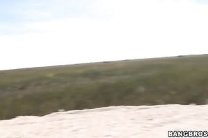 Southern sweetie displays her puffy muff for the camera in car