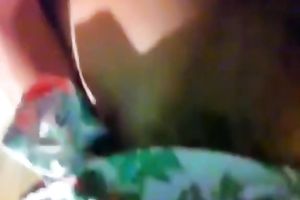 Selfie of my curvy girlfriend rubbing her fur pie until it acquires moist