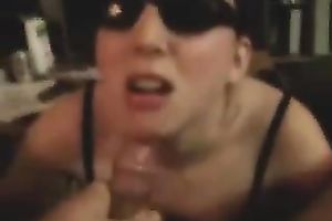 Four eyed street tramp begged to engulf my pleasing knob