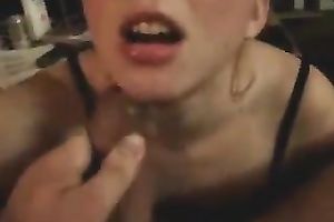 Four eyed street tramp begged to engulf my pleasing knob