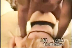 Submissive blonde slut rammed hard from behind by dark fellow