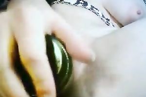 Beautiful dilettante breasty sweetie drilled herself with a bottle