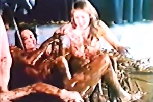 Freaky classic show with impure strumpets overspread in mud