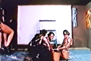 Freaky classic show with impure strumpets overspread in mud